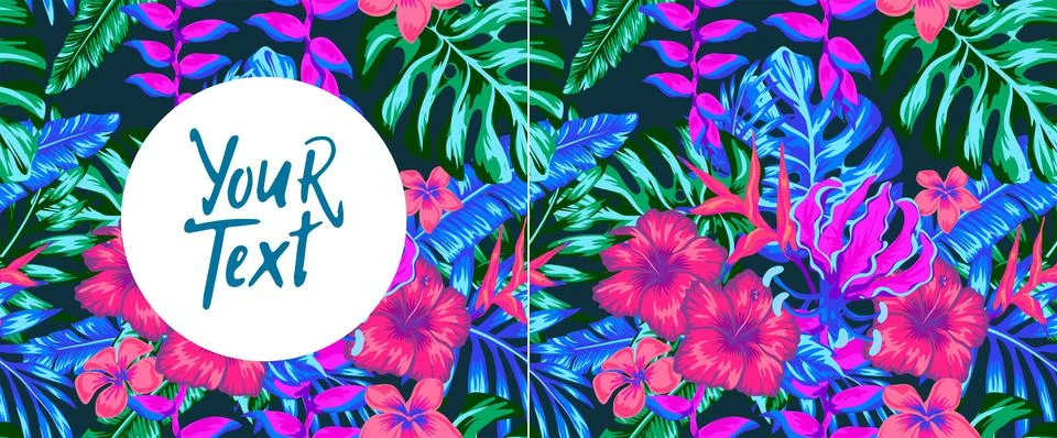 Set of patterns and backgrounds for flyers or posts for social networks, exot Stock Illustration