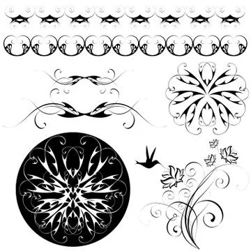 Set of patterns and ornaments Stock Illustration