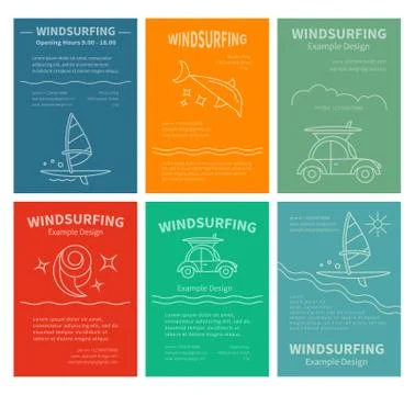 Set of patterns for design brochures Windsurfing Stock Illustration