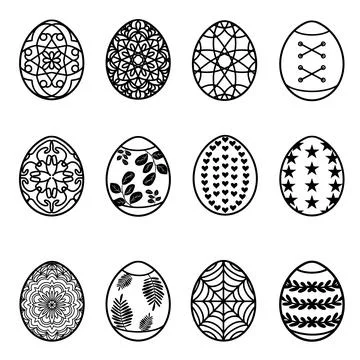 Set patterns easter eggs in doodle style. Tradition greeting. Colorful set Stock Illustration