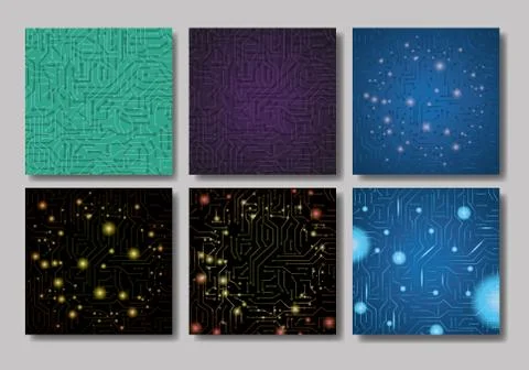 Set patterns with electric circuit Stock Illustration