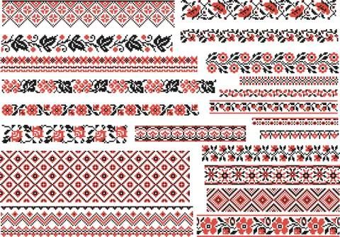 Set of Patterns for Embroidery Stitch Stock Illustration