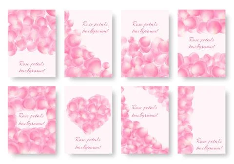 Set of patterns with falling petals Stock Illustration