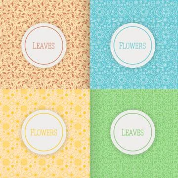 Set of patterns with flowers and leaves Illustrazione stock