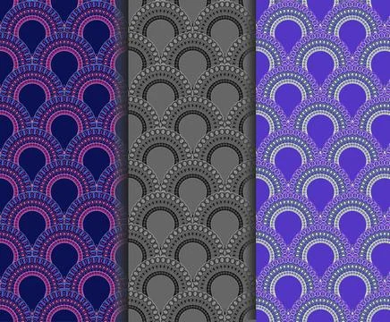 A set of patterns in the form of scales 库存插图