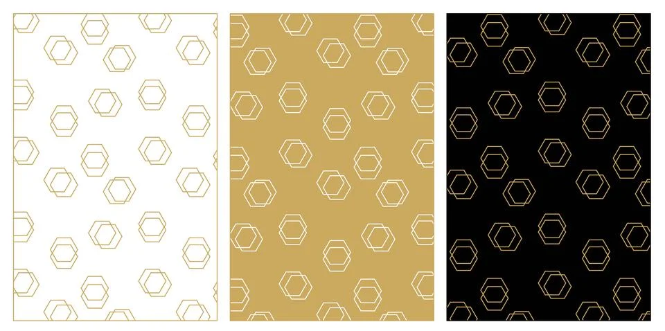 Set of patterns with hexagon, crosses, stripes, lines. Stock Illustration