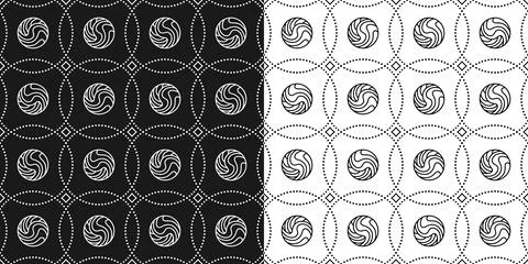 Set of patterns with lined spheres in dotted grid Stock Illustration