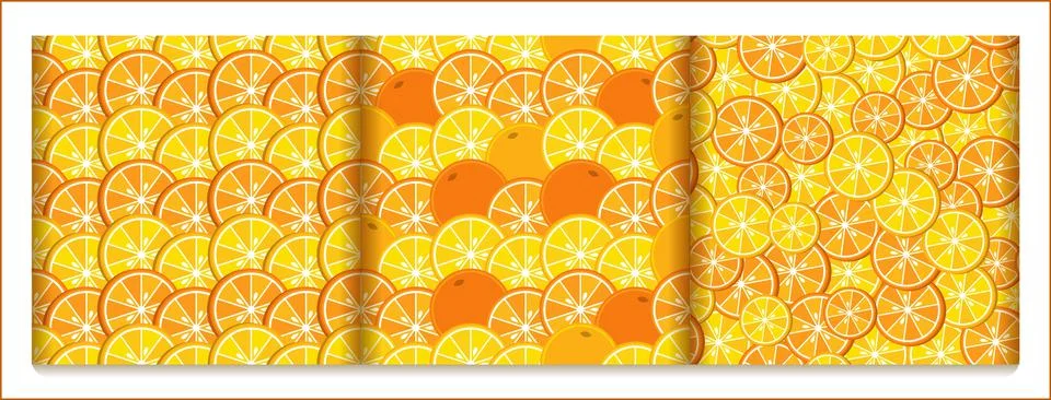 Set of patterns with slices of citrus, lemon and orange. イラスト素材