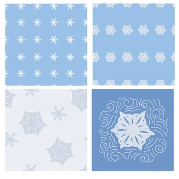 A set of patterns with snowflakes Stock Illustration