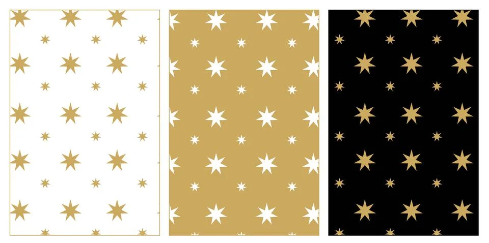 Set of patterns with stars, crosses, stripes, lines. Stock Illustration
