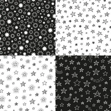 Set of patterns with stars. Stock Illustration