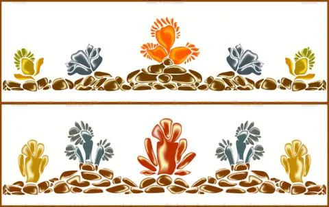 Set of patterns of stone flowers. EPS10 vector illustration Stock Illustration