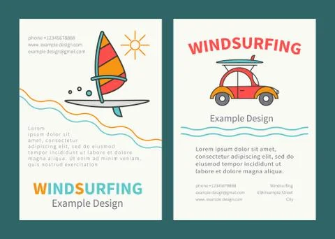 Set of patterns for the two brochures Windsurfing Stock Illustration