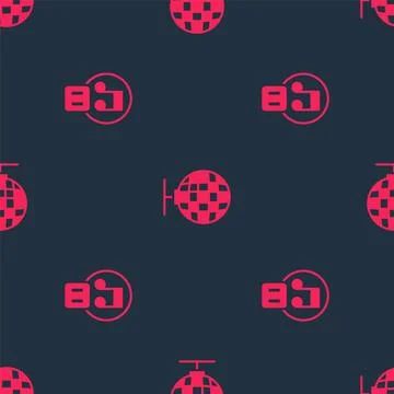 Set Pause button and Disco ball on seamless pattern. Vector Stock Illustration
