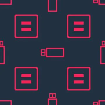 Set Pause button and USB flash drive on seamless pattern. Vector 스톡 일러스트
