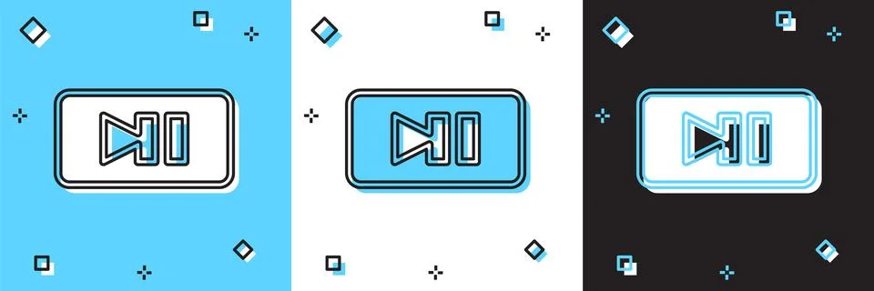 Set Pause button icon isolated on blue and white, black background.  Vector Stock Illustration