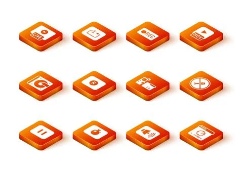 Set Pause button, Stopwatch, Vinyl player with vinyl disk, Record, Speaker vo 스톡 일러스트