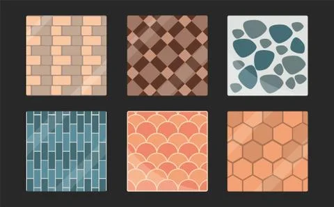 Set of paving tiles bricks geometric minimalist seamless patterns 스톡 일러스트