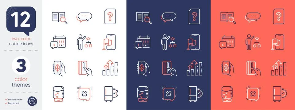 Set of Payment card, Analysis graph and Unknown file line icons. For design Stock Illustration
