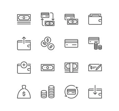 Set of payment method related icons. Illustration