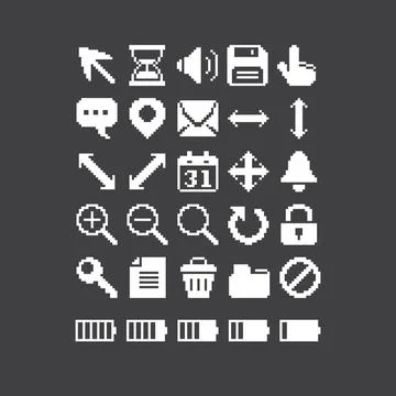 Set of PC toolbar interface icons 스톡 일러스트