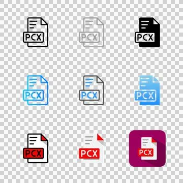 Set pcx data file icon. document file type, format symbol collection design. Illustrazione stock