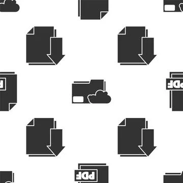 Set PDF file document, Cloud storage text document folder and Document with 스톡 일러스트