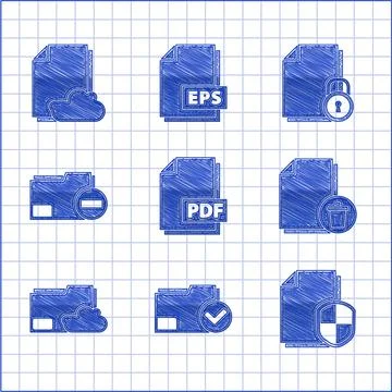 Set PDF file document, Document folder and check mark, protection concept イラスト素材