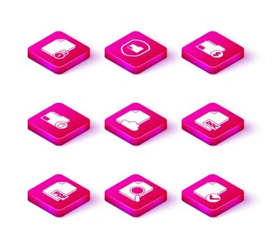 Set PDF file document, Document with search, Delete folder, Cloud storage t.. Stock Illustration