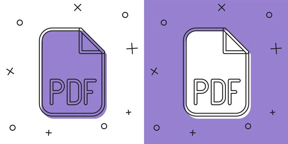 Set PDF file document. Download pdf button icon isolated on white and purple イラスト素材