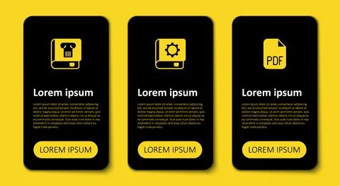 Set PDF file document, User manual and History book. Business infographic Stock Illustration