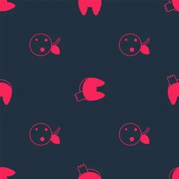 Set Peach fruit or nectarine and Chinese fortune cookie on seamless pattern.. Stock Illustration