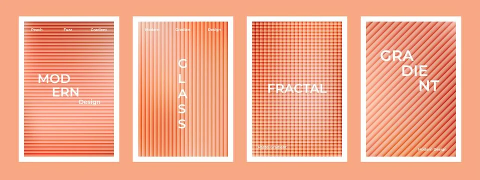 Set of peach pink gradient stripes with ribbed fractal glass effect backgro.. Stock Illustration