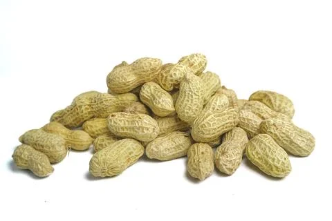 Set of peanuts, also known as the groundnuts. as background, closeup. Isola.. Stock Photos