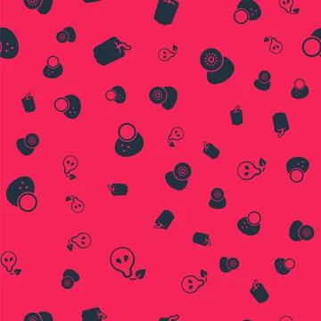 Set Pear, Bell pepper, Coconut and Kiwi fruit on seamless pattern. Vector Illustrazione stock