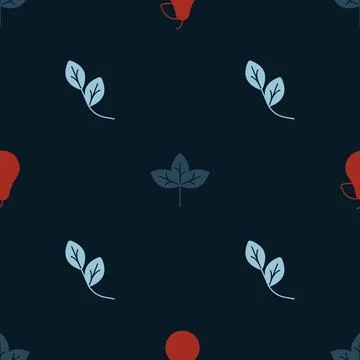 Set Pear, Leaf and  on seamless pattern. Vector イラスト素材