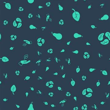 Set Pear, Leaf or leaves, Plant in hand and on seamless pattern. Vector イラスト素材