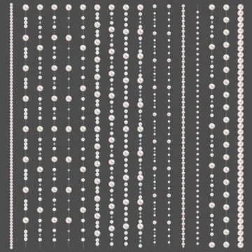 Set of pearl borders isolated on gray background. Stock Illustration
