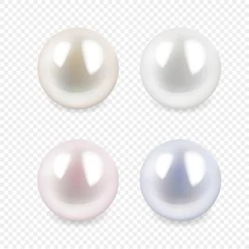 Set of Pearl isolated on transparent background. Spherical beautiful 3D Stock Illustration