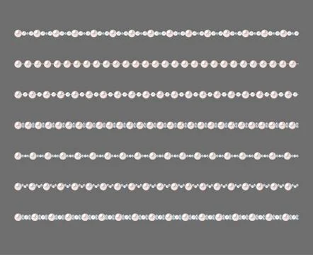 Set of pearl strings isolated on gray background. Stock Illustration
