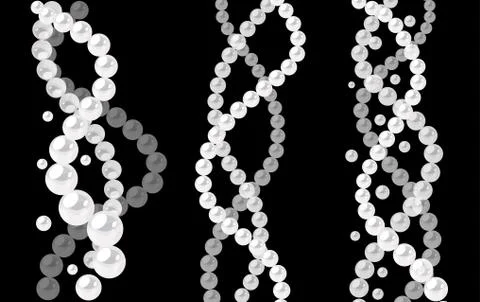 Set of pearl waves. Chain of beads for decoration. Vector border elements. Stock Illustration