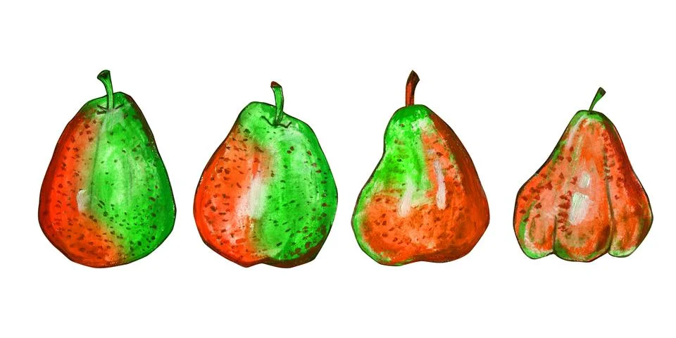 Set of pears isolated on a white background. Stock Illustration