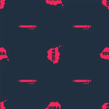 Set Pen and Idea, speech bubble on seamless pattern. Vector Stock Illustration