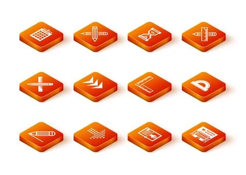Set Pencil and line, Dots arrow, Crossed ruler pencil, Arrow, Audio book, F.. 库存插图