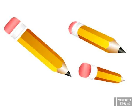 Set of pencil from different sides. Isolated on white background. A cartoon.  Stock Illustration