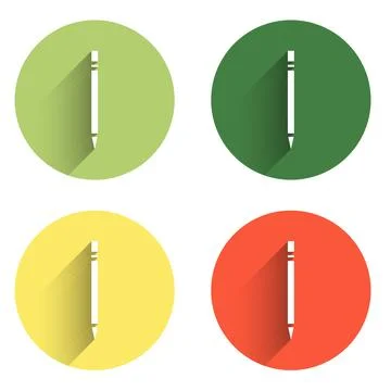 Set Pencil with eraser icon isolated with long shadow background. Drawing a.. Stockillustratie