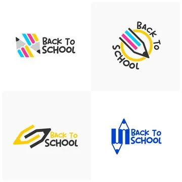 Set of Pencil logo vector template, Creative Pencil design concepts illustr.. Stock Illustration