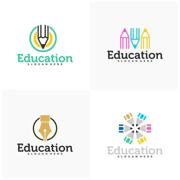 Set of Pencil logo vector template, Creative Pencil design concepts illustr.. Stock Illustration