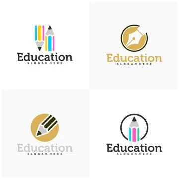 Set of Pencil logo vector template, Creative Pencil design concepts illustr.. Stock Illustration