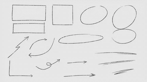 Set of Pencil thin line art. Moving banner with geometric doodle elements 스톡 동영상 323677930